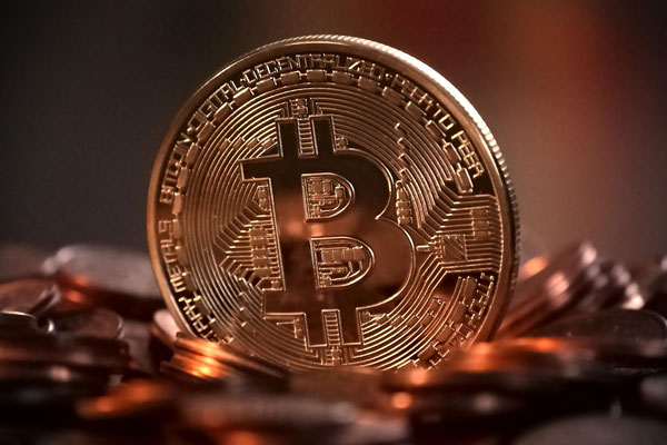 Bitcoin-Symbol auf einer Münze