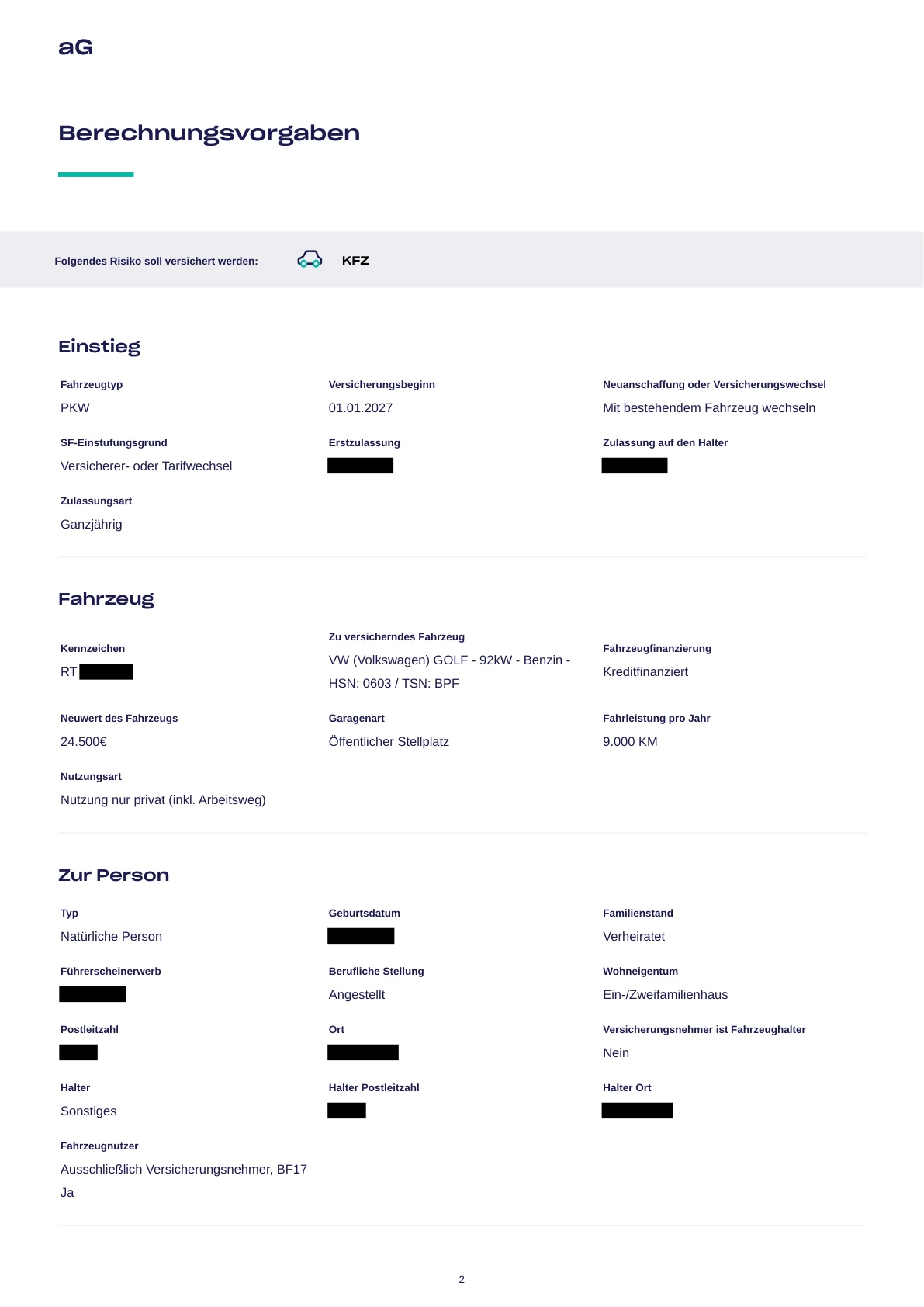 Anonymisierter Kfz-Leistungsvergleich – Seite 2 von 8