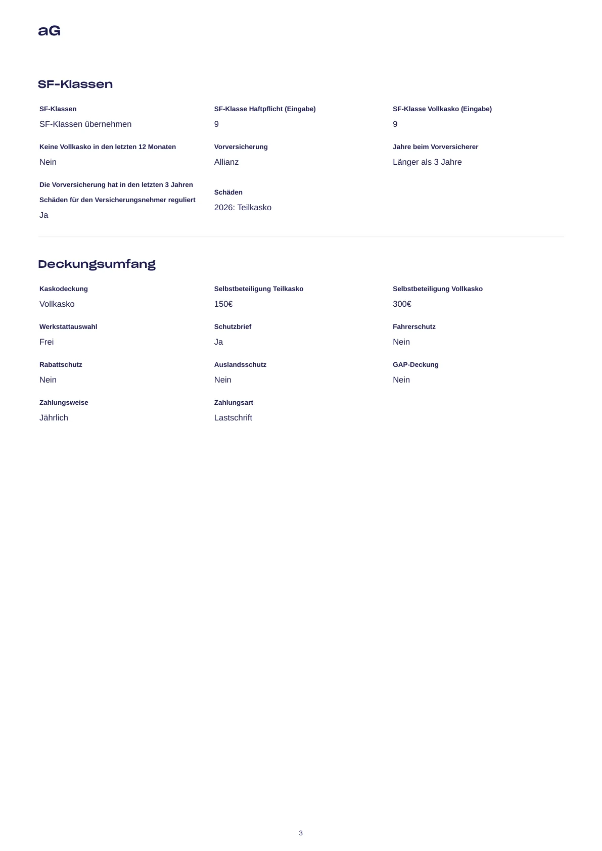 Anonymisierter Kfz-Leistungsvergleich – Seite 3 von 8