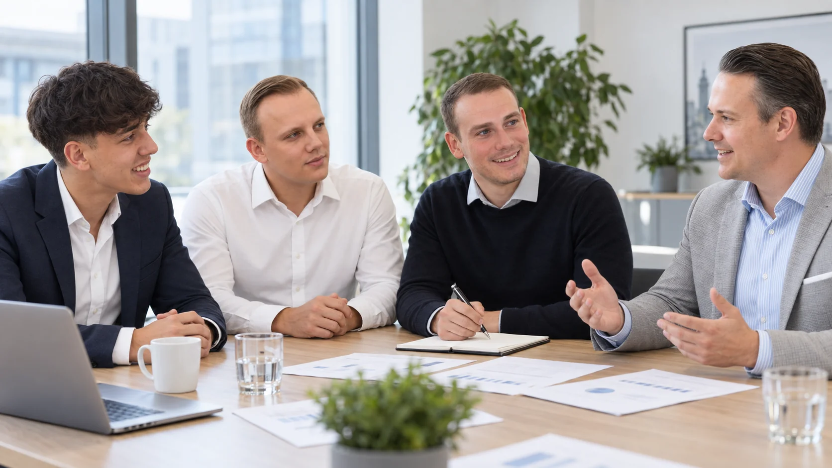 Das albfinanz-Team bespricht ein Anliegen – illustrative KI-Szene