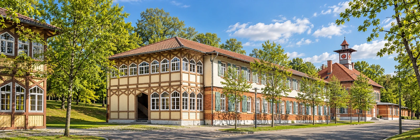 Historische Gebäude im Alten Lager Münsingen – KI-gestaltetes Panorama