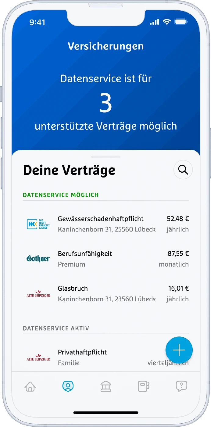 Beispiel der simplr-Vertragsübersicht
