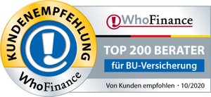 Kundenempfehlung WhoFinance top Berater für BU-Versicherung